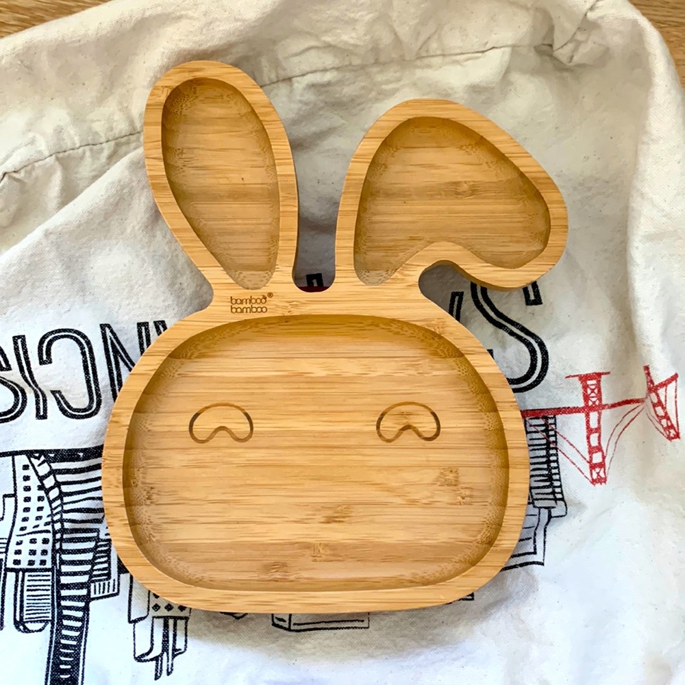 Bamboo Bamboo Plate with Suction, Bunny